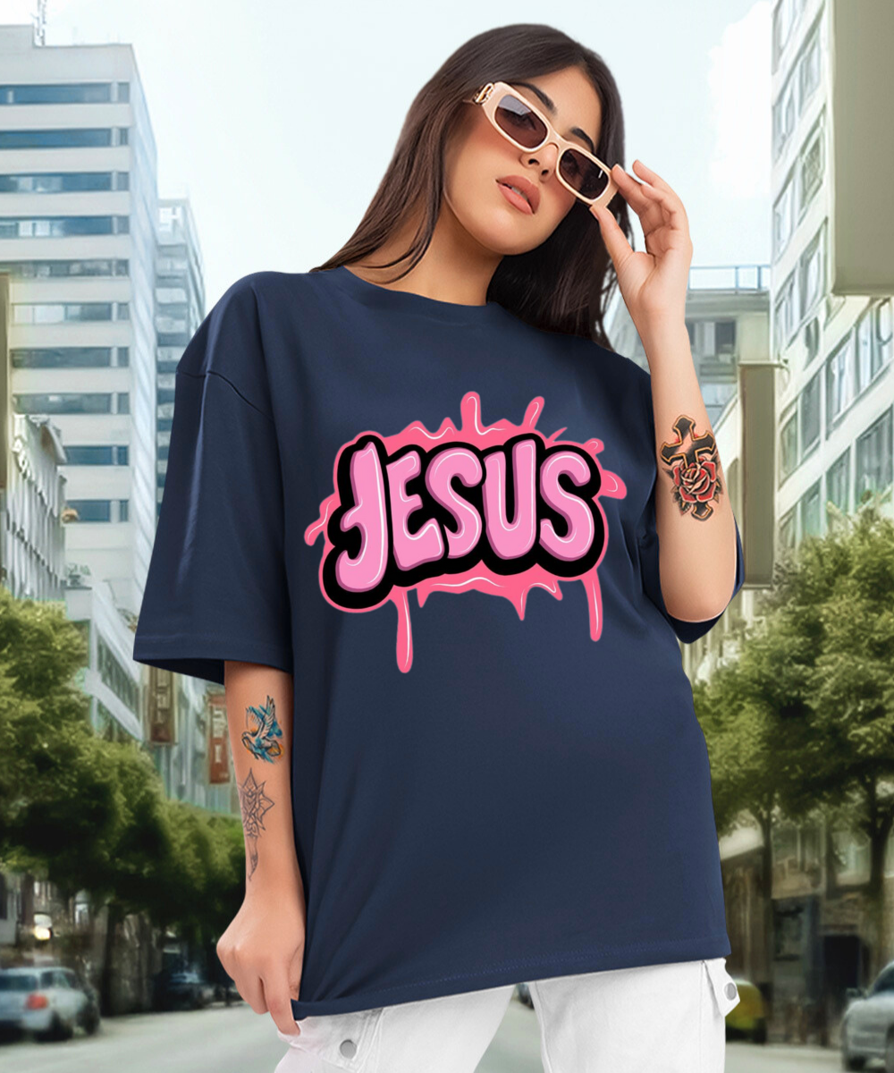 Camiseta Oversized Jesus Pink EF