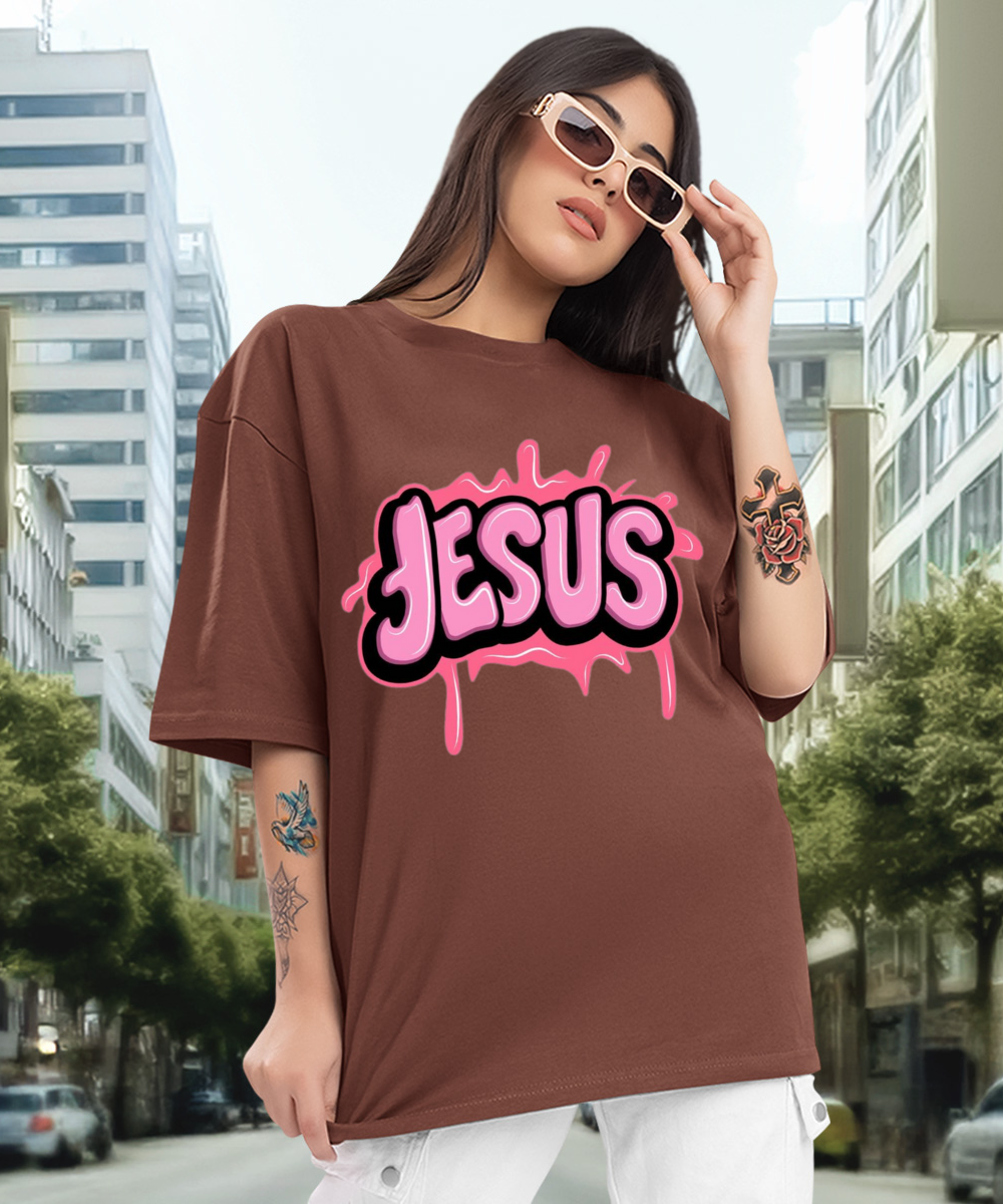 Camiseta Oversized Jesus Pink EF