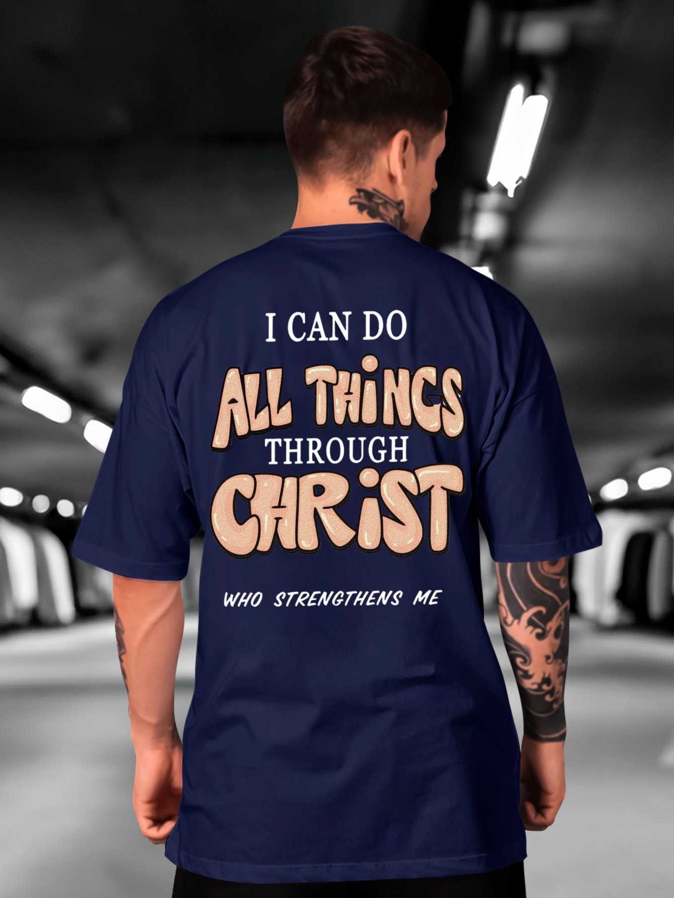 Camiseta Oversized I can do all things through Christ EC