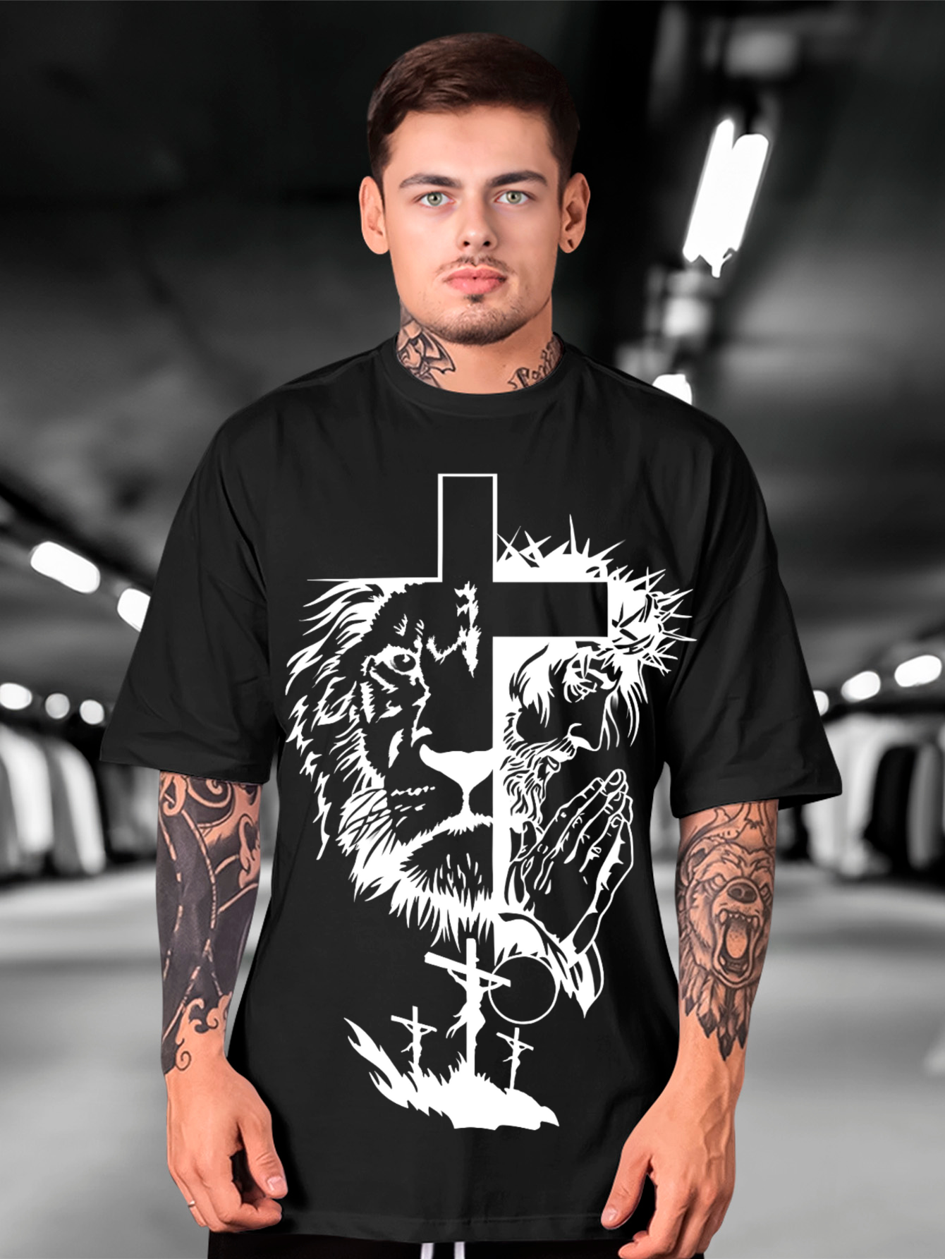 Camiseta Oversized Lion and Jesus EF