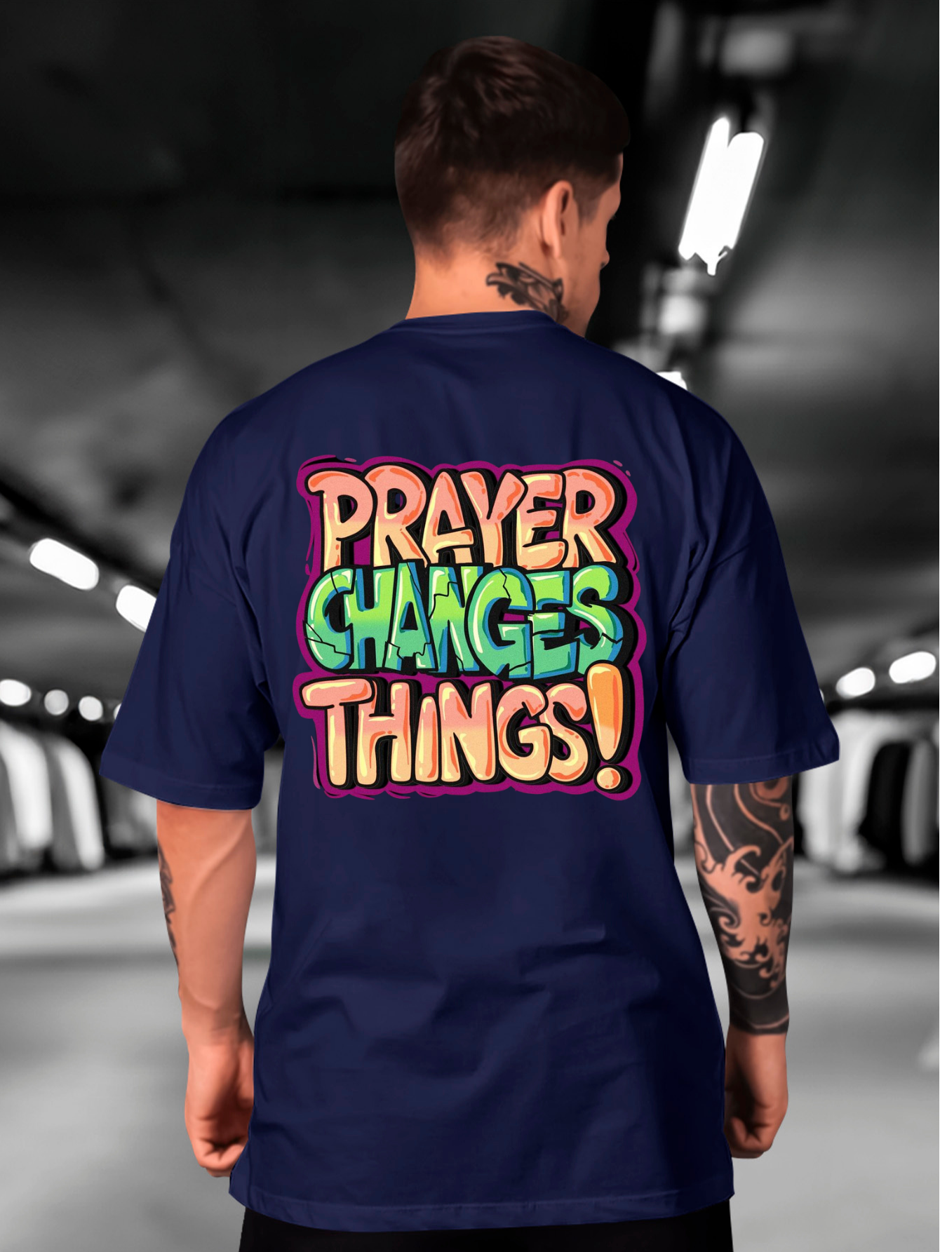 Camiseta Oversized Pray changes things ORANGE EC