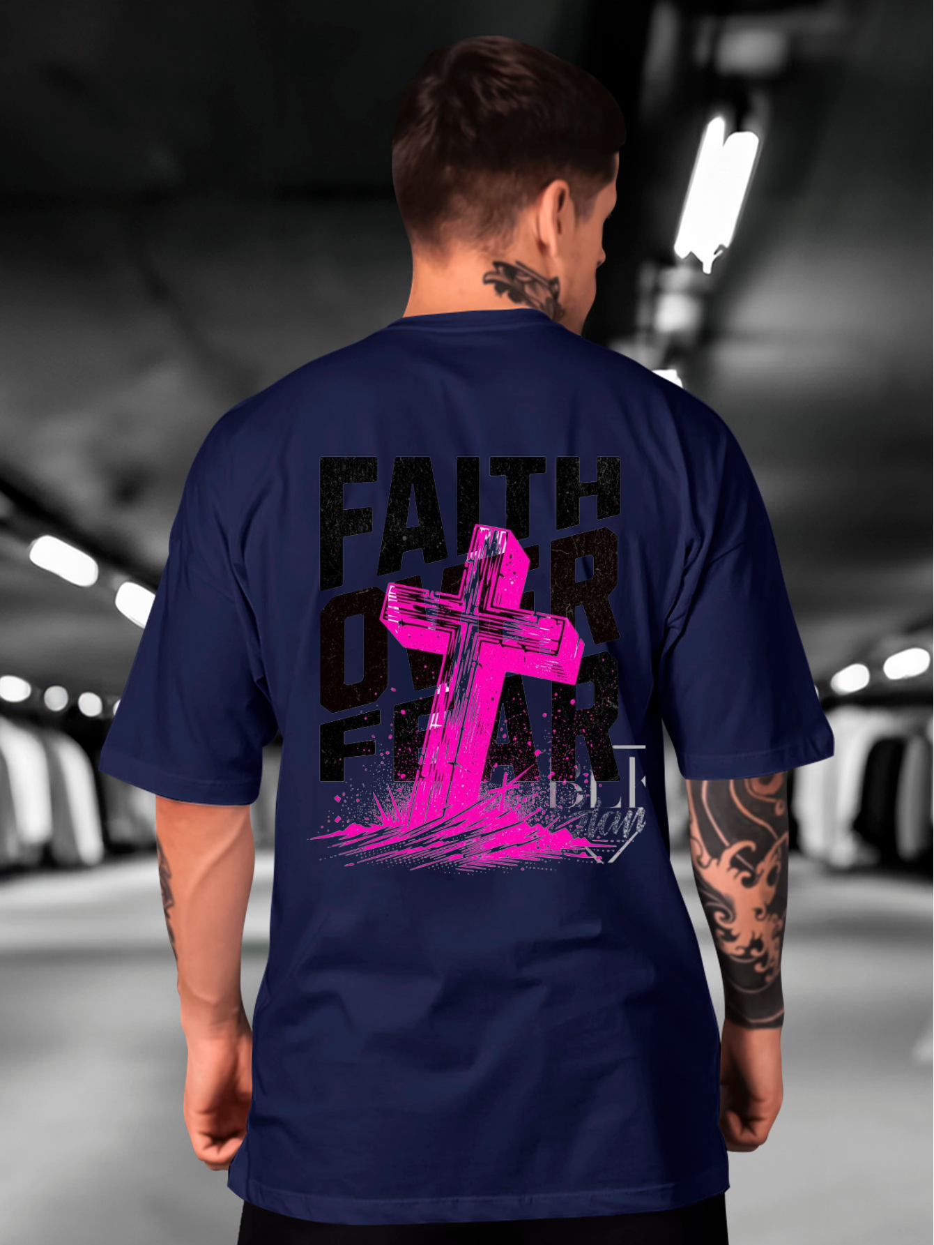 Camiseta Oversized Faith over Fear Pink EC