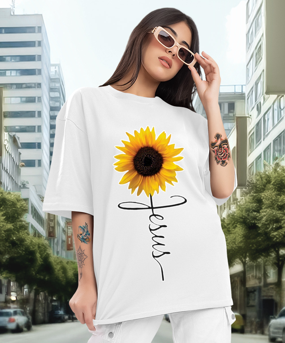 Camiseta Oversized Jesus Girassol EF
