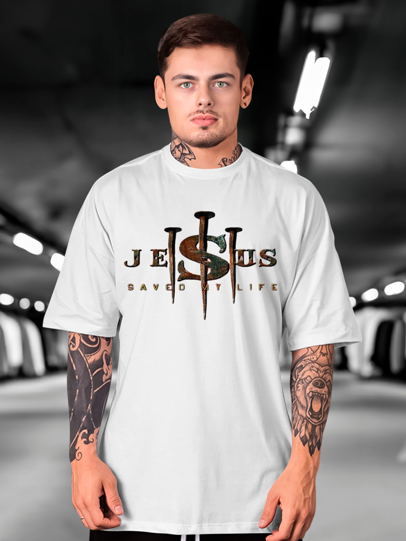 Camiseta Oversized Jesus saved my life EF