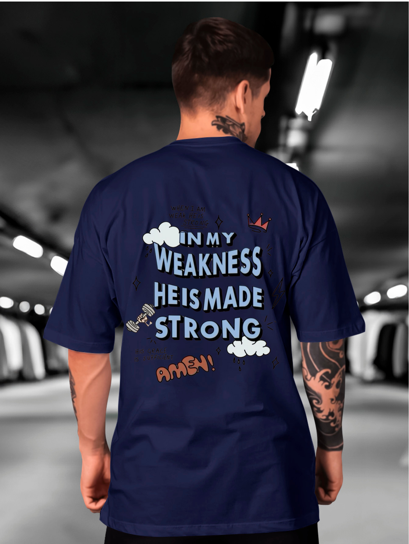 Camiseta Oversized In my weakness he is made strong EC