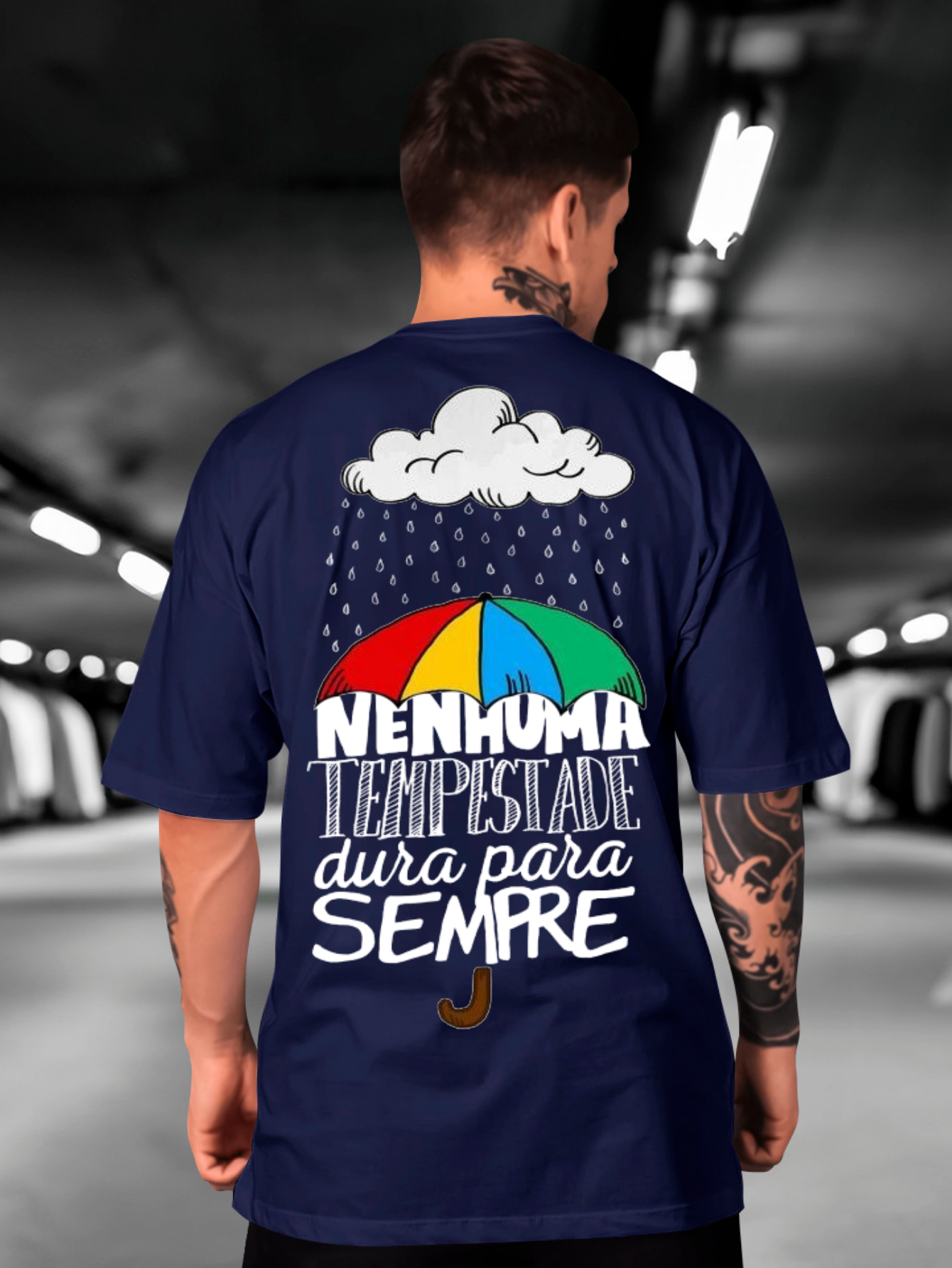Camiseta Oversized Nenhuma tempestade dura pra sempre EC
