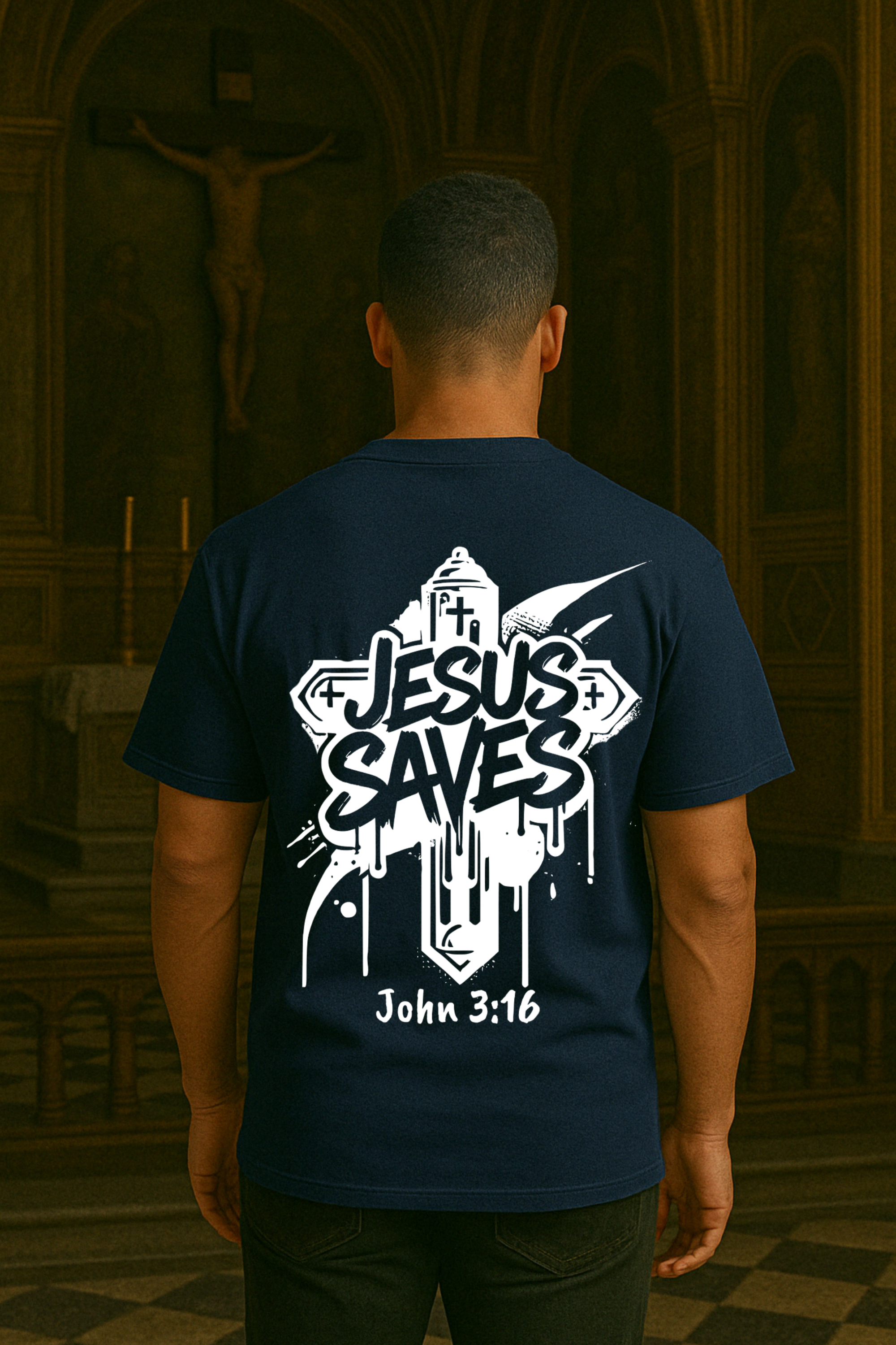 Camiseta Oversized Jesus Saves EC