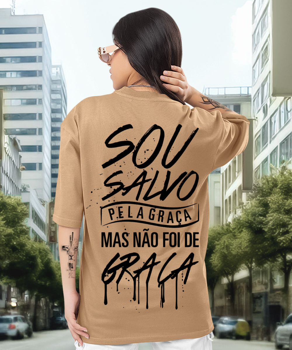 Camiseta Oversized Sou salvo pela Graça EC