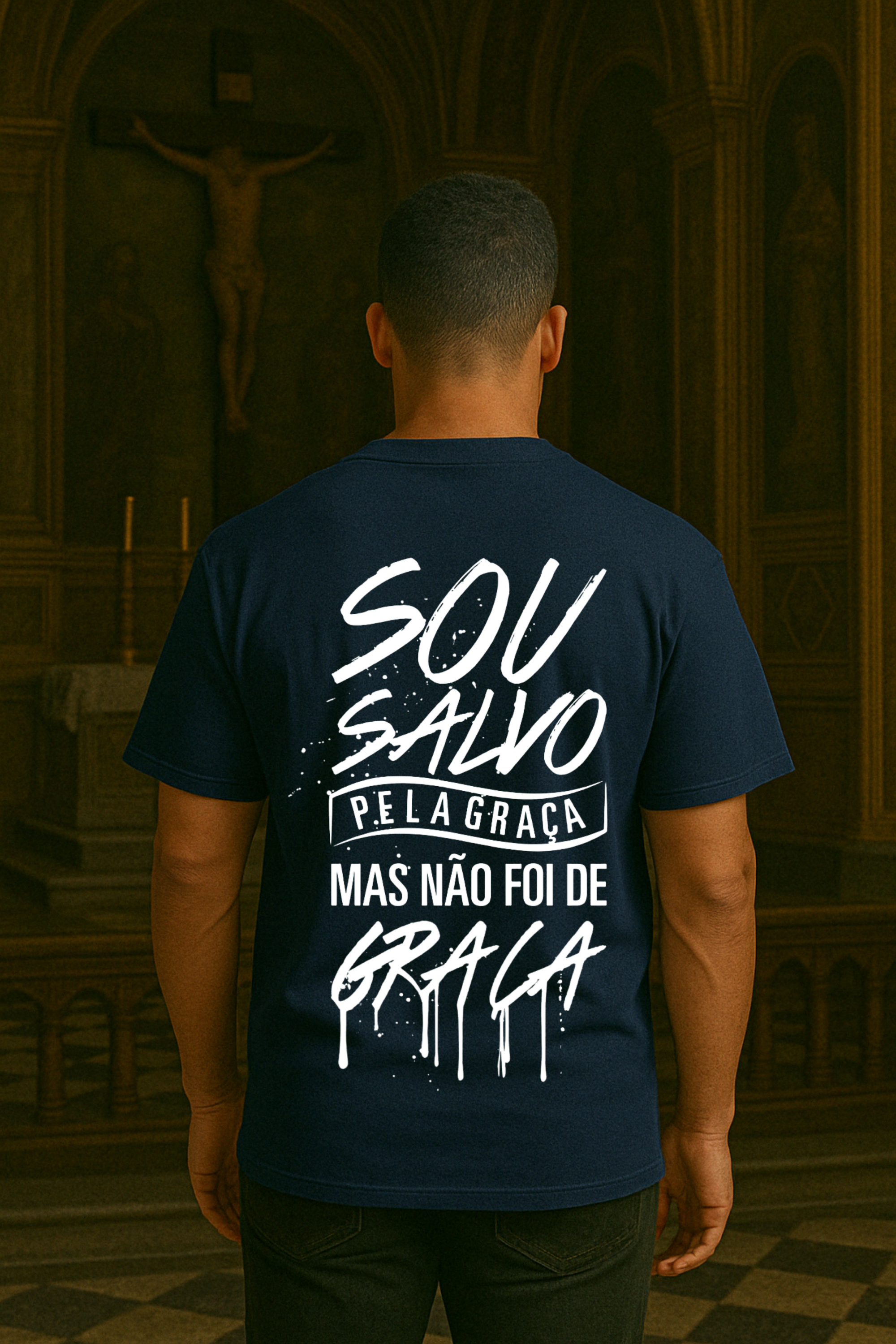 Camiseta Oversized Sou salvo pela Graça EC