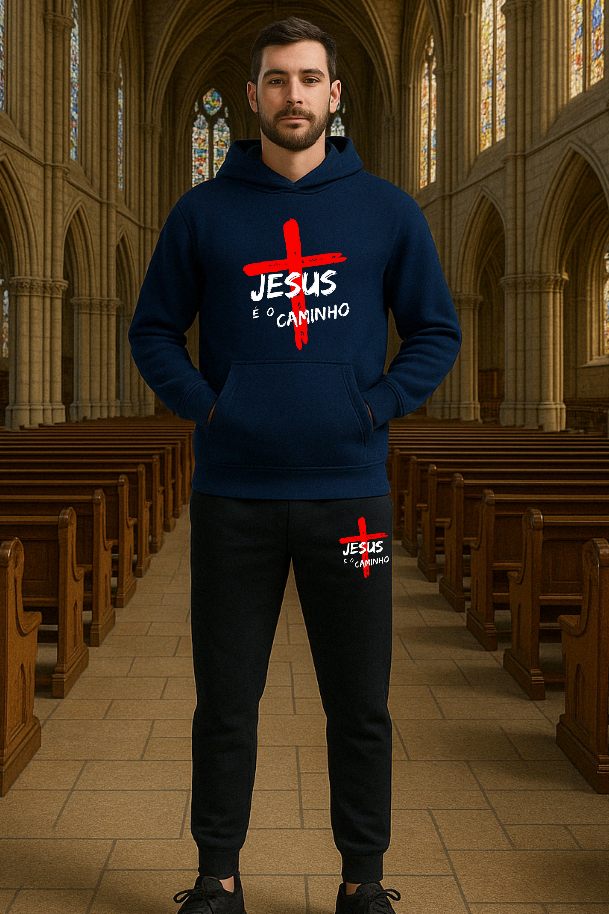 Conjunto de Moletom Jesus é o caminho EF EB
