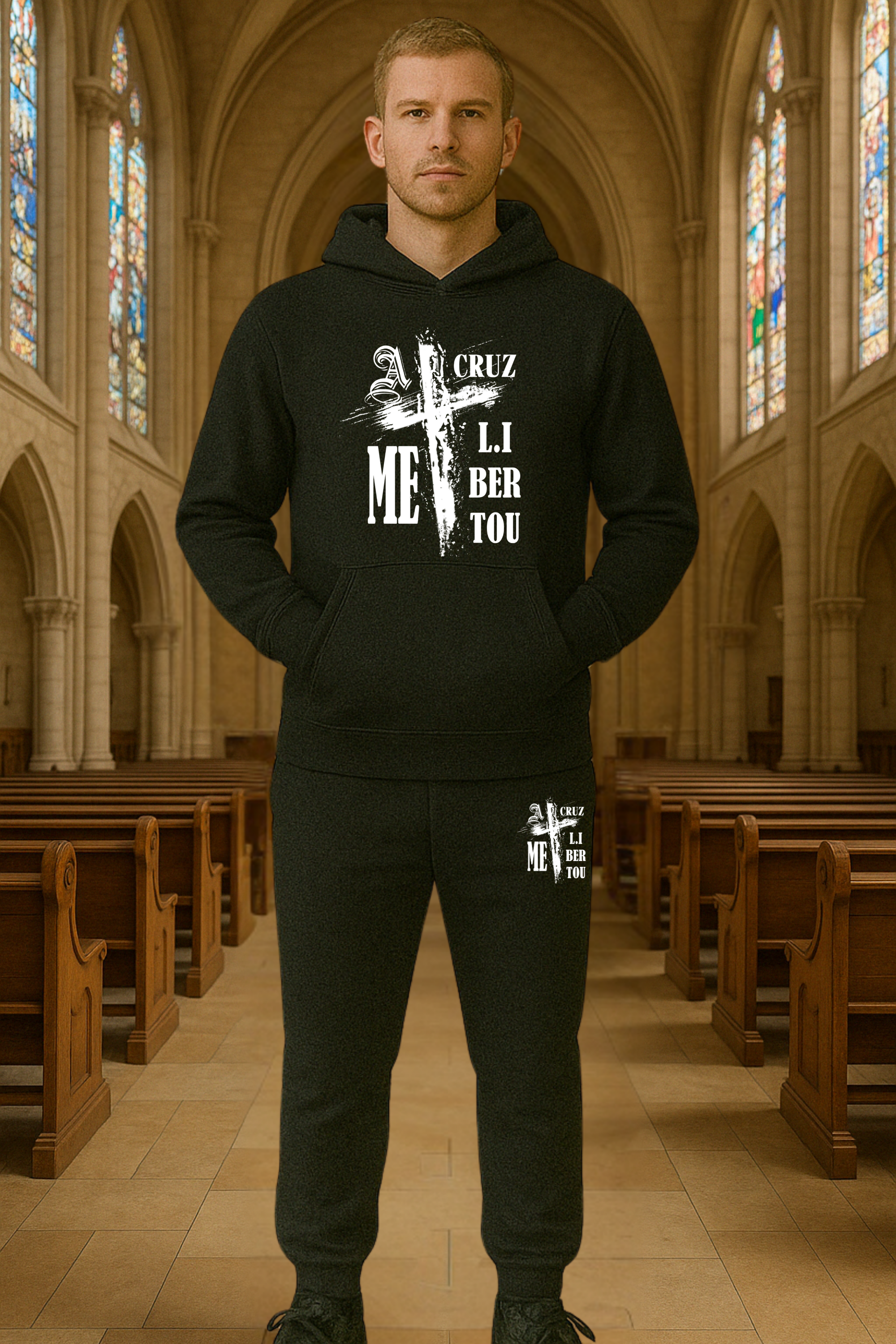 Conjunto de Moletom A cruz me libertou EF EB