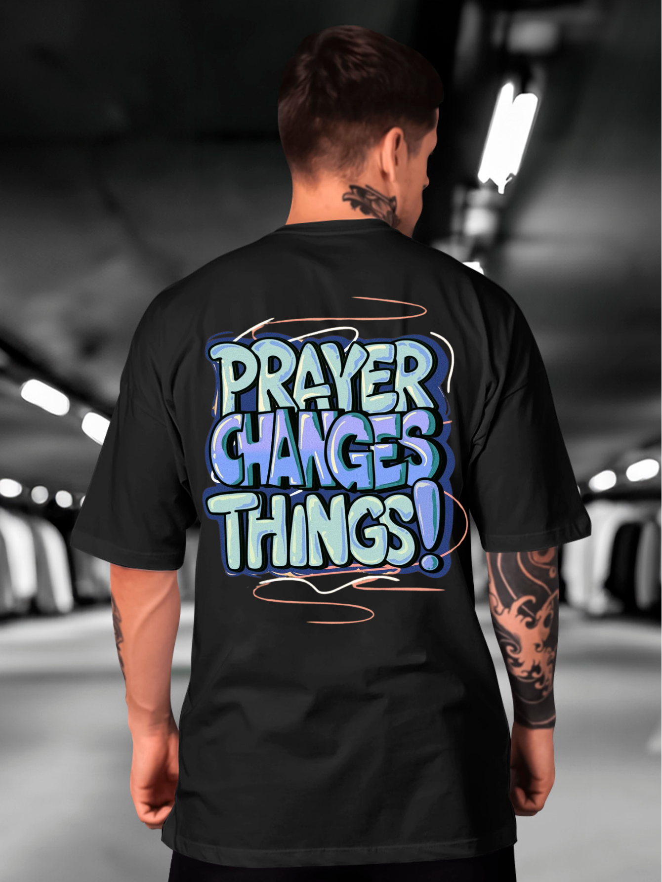 Camiseta Oversized Prayer changes things BLUE EC