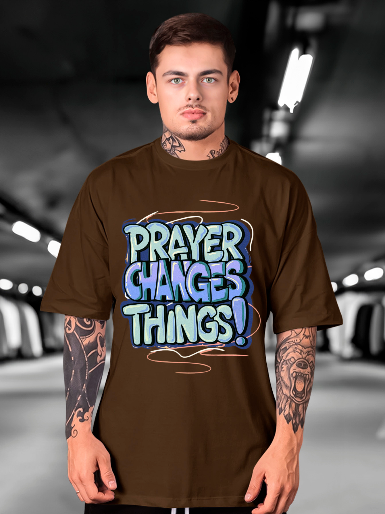 Camiseta Oversized Prayer changes things BLUE EF