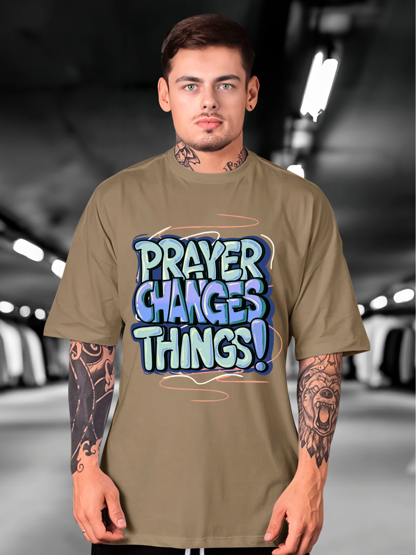 Camiseta Oversized Prayer changes things BLUE EF