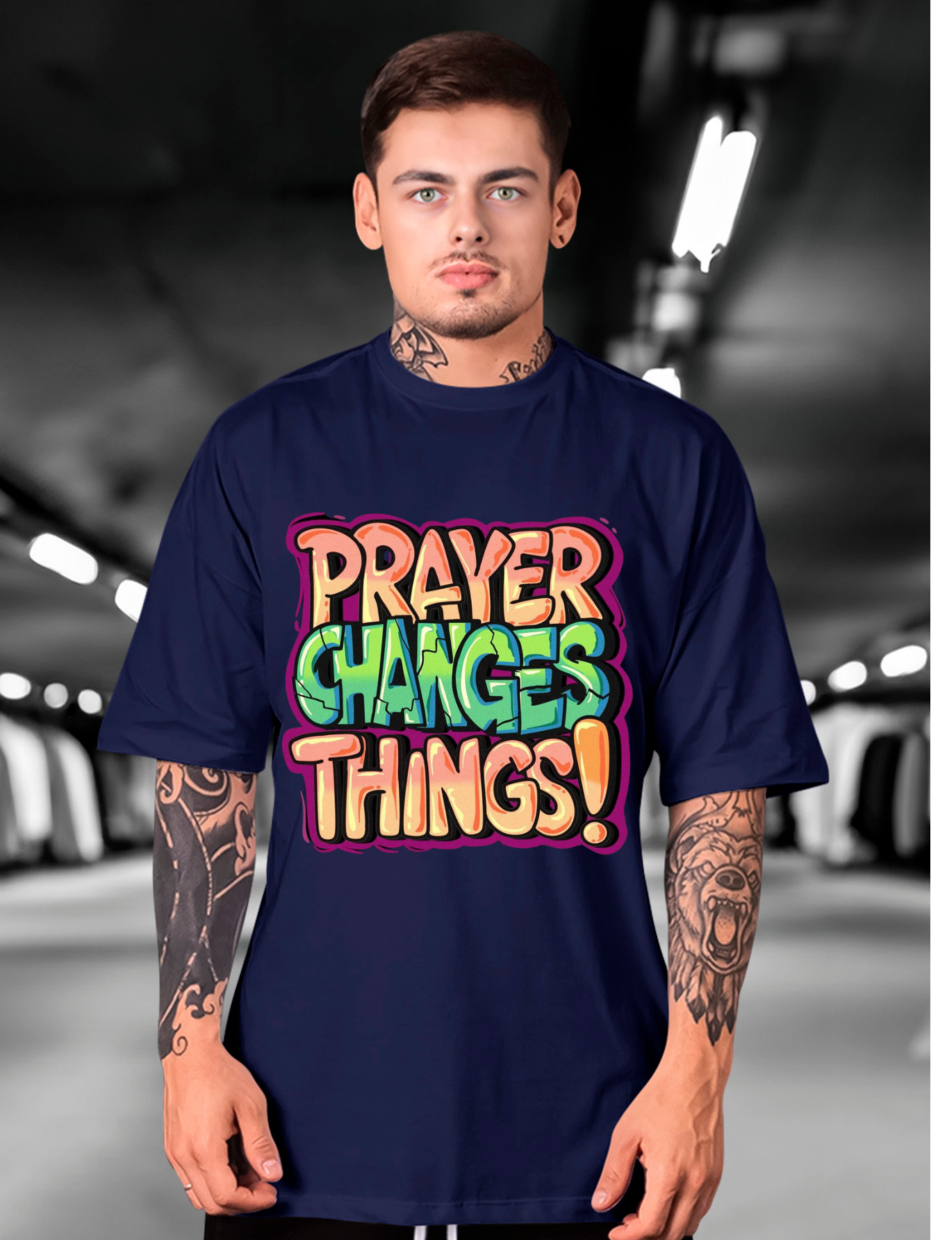 Camiseta Oversized Pray changes things ORANGE EF