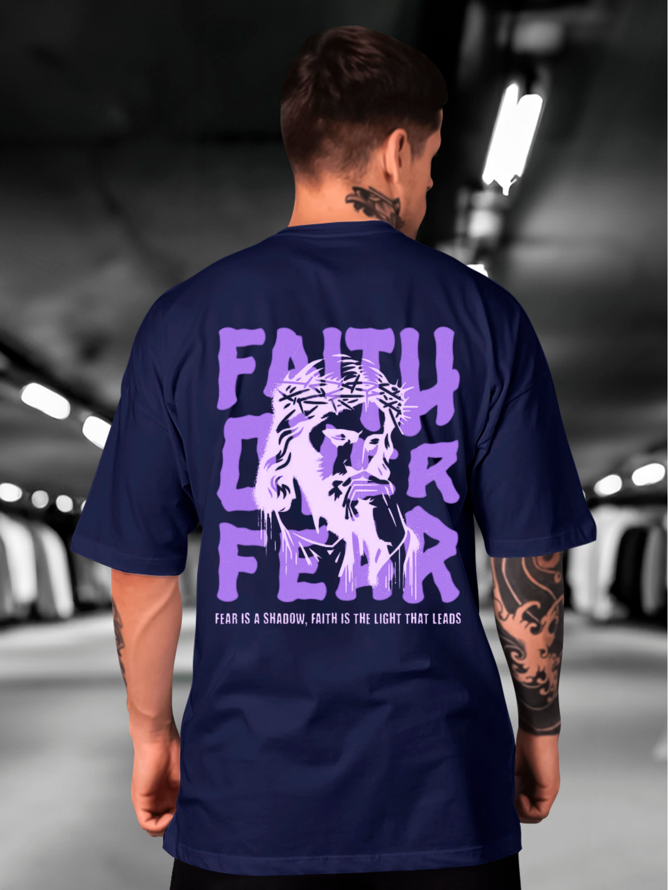 Camiseta Oversized Faith over Fear Purple EC